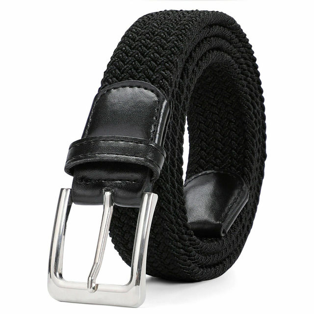 Men Luxury Men's Leather Automatic Ribbon Waist Strap Belt Without Buckle Black Cloth Accessories Black Color Elegent Belt: black