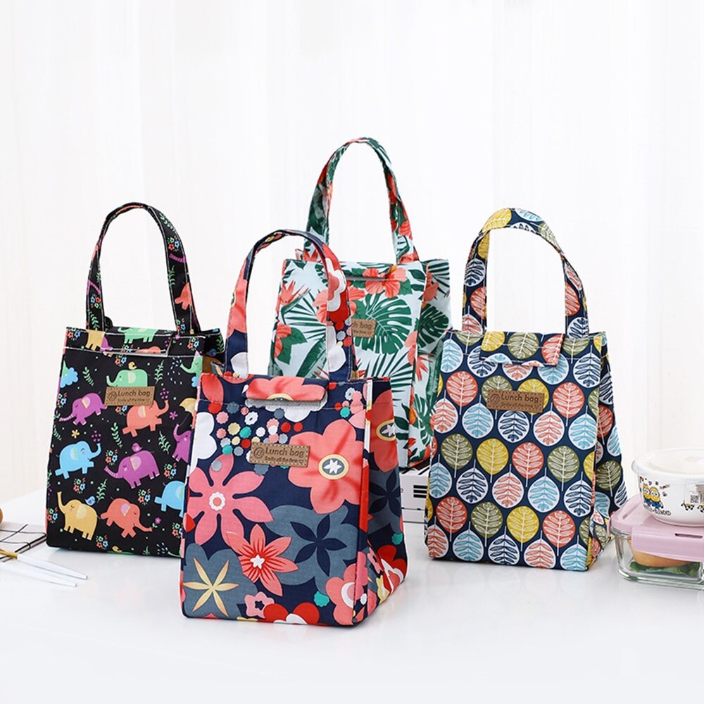 Lunch Bag Cute Multicolor Cooler Bags Women Waterproof Hand Pack Thermal Breakfast Box Portable Picnic Travel Food Bag