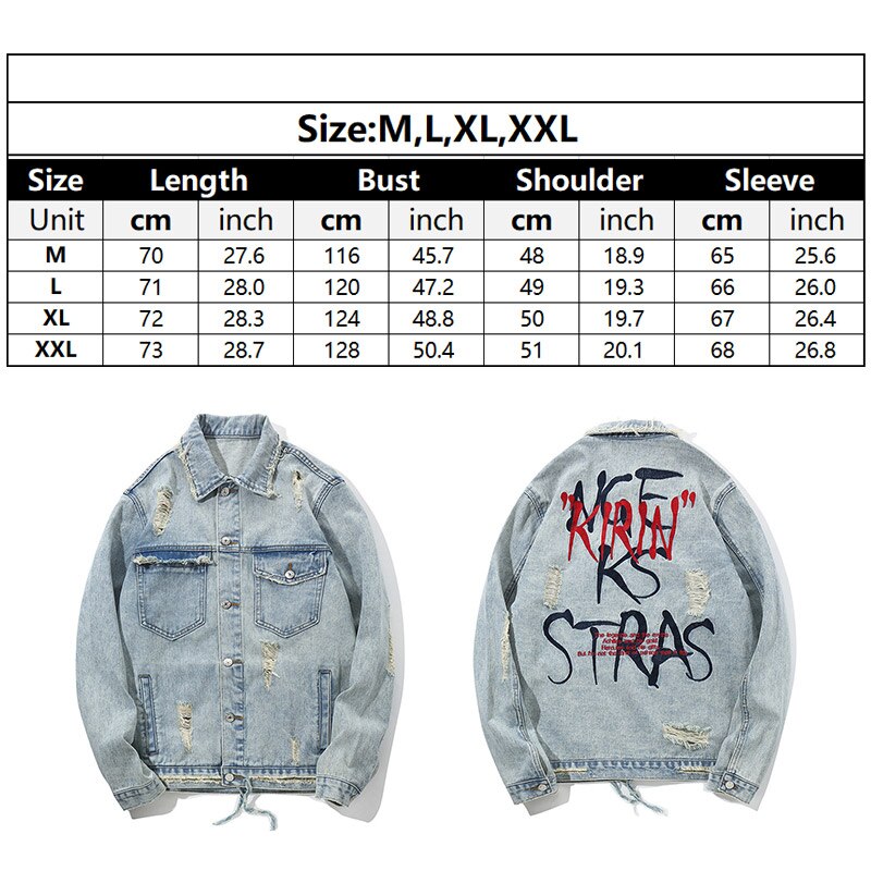 Vintage Clothing Denim Jacket Men Broken Hole Coat Gothic Punk Rave Jeans Jackets And Coats Men Outerwear Chaquetas Para Hombre