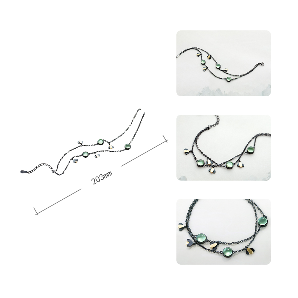 Thaya Firefly Armband s925 Zilver Groen Kristal Edelsteen Zwarte Ketting Zomer Night Sieraden voor Vrouwen Voogd Geest