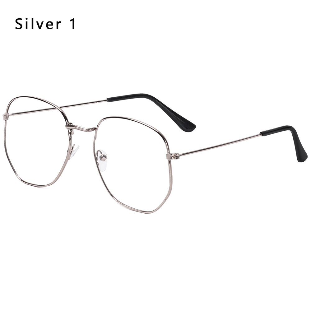 Vintage runde metal læsebriller klare linse briller dejlige kat øre overdimensionerede flade nærsynethed optiske briller briller: Sølv 1