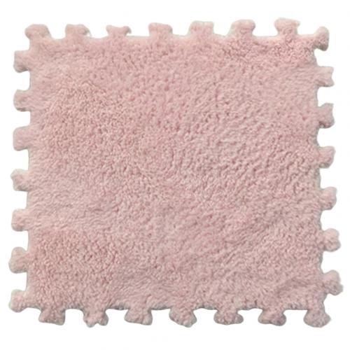 1pc 30*30cm eva skummåtte plys puslespil legemåtter skum shaggy fløjl tæppe dekorativt børneværelse til kravle legetøj 12- farver: Lyserød