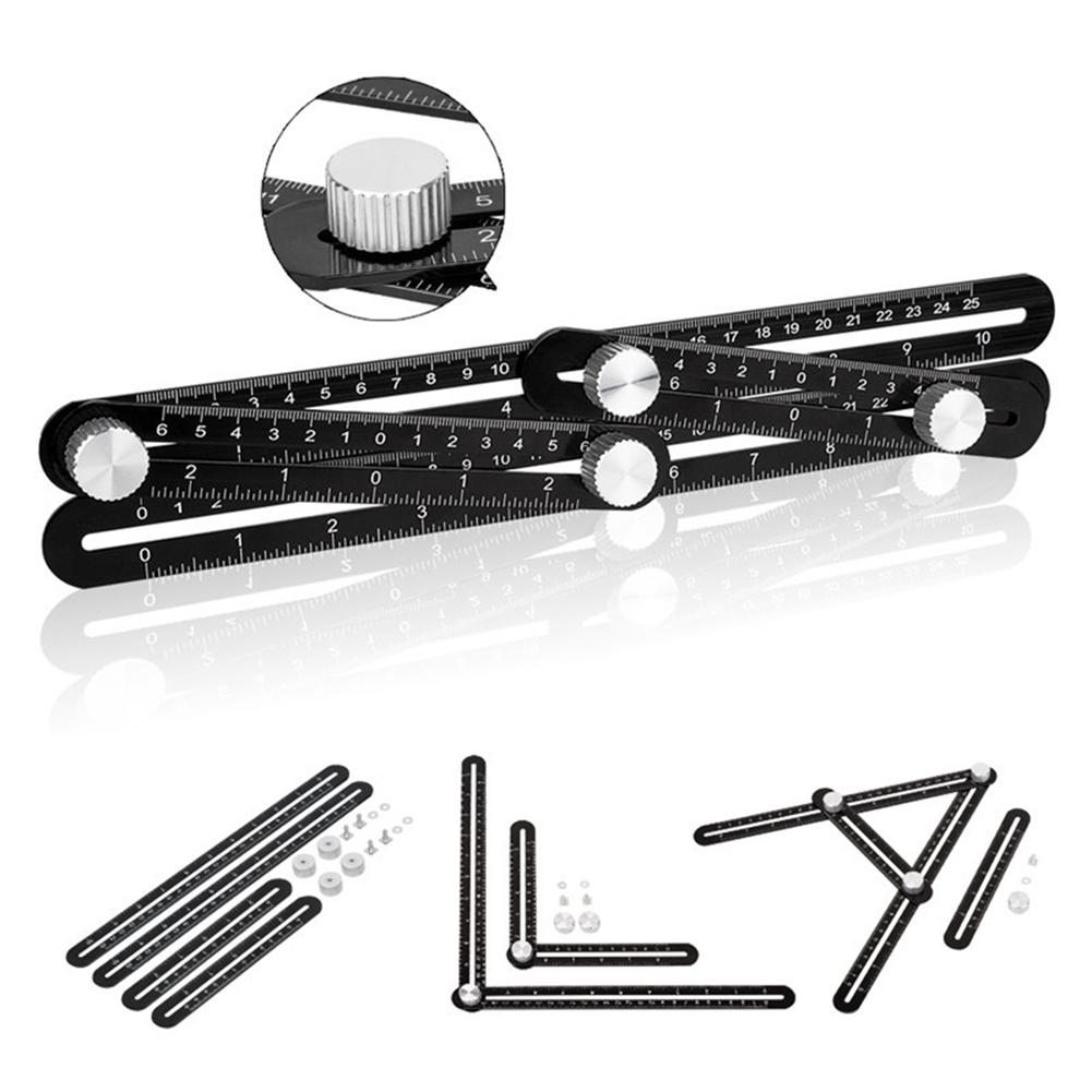 Practical Metal 4 Folding Ruler Builders Drawing Measure Angle Four-Sided Protractors Forms Template Tools Protractor