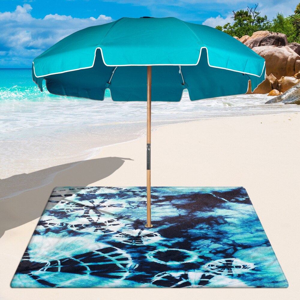 Band Tie Dye Square Beach Mat with 8CM Hole for Beach umbrella Microfiber sand free Multifunction Beach mat: printed 8 / 150x150cm