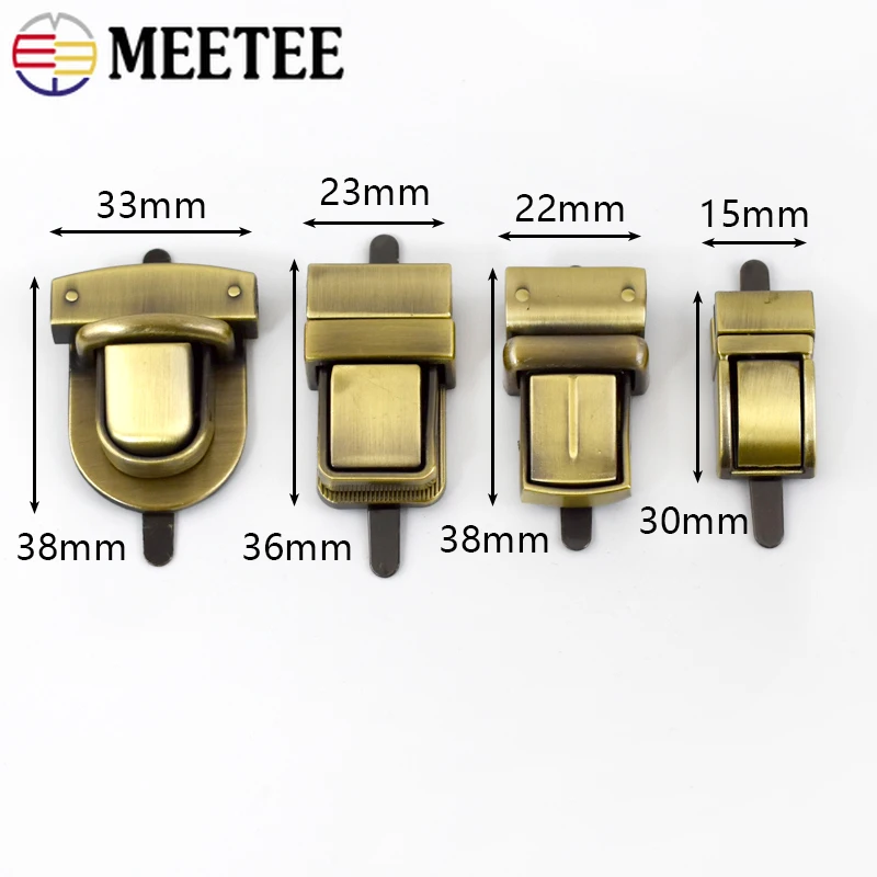 2 Stuks Meetee Tas Metalen Gesp 22*38 Mm Snap Sluiting Portemonnee Handtas Twist Turn Lock Kledingstuk sluiting Klink Diy Vervanging Accessoires