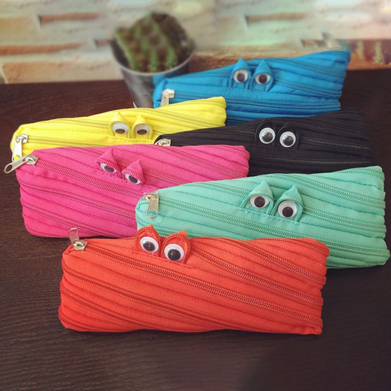 Casual Portable Smart Telefon Fall Universal Nette Tier Muster Zipper Tasche Cartoon Tier Geldbörse Bleistift Fall Geldbörse