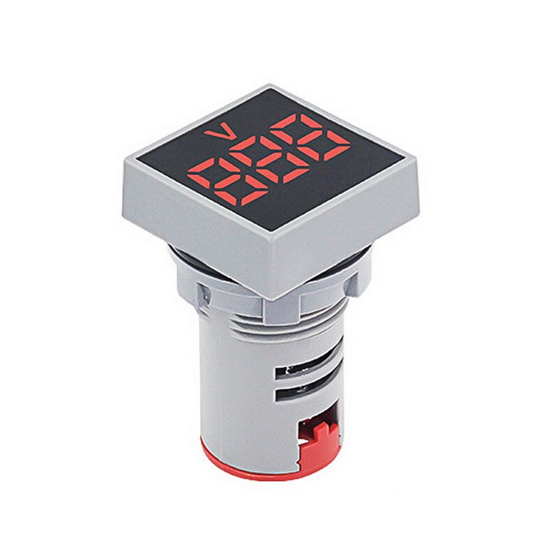 22mm kvadrat  ac 12-500v volt spændingstester meter monitor strøm led indikatorlampe lys display diy mini digital voltmeter: 1