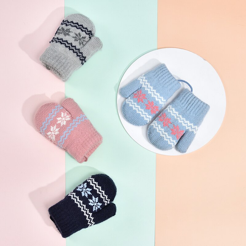 Winter gebreide kinderhandschoenen warme zachte konijnenwol cartoon kinderhandschoenen kindervingerhandschoenen voor jongens en meisjes