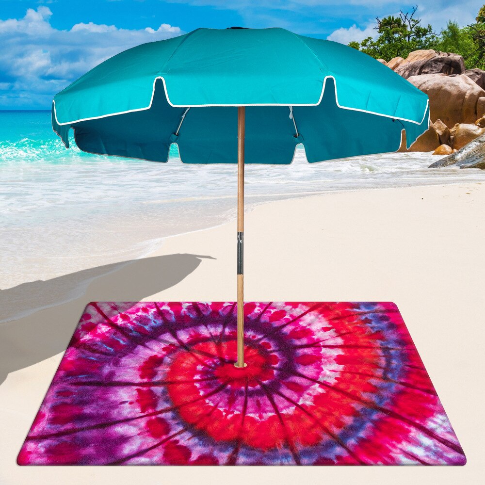 Band Tie Dye Square Beach Mat with 8CM Hole for Beach umbrella Microfiber sand free Multifunction Beach mat: printed 5 / 150x150cm