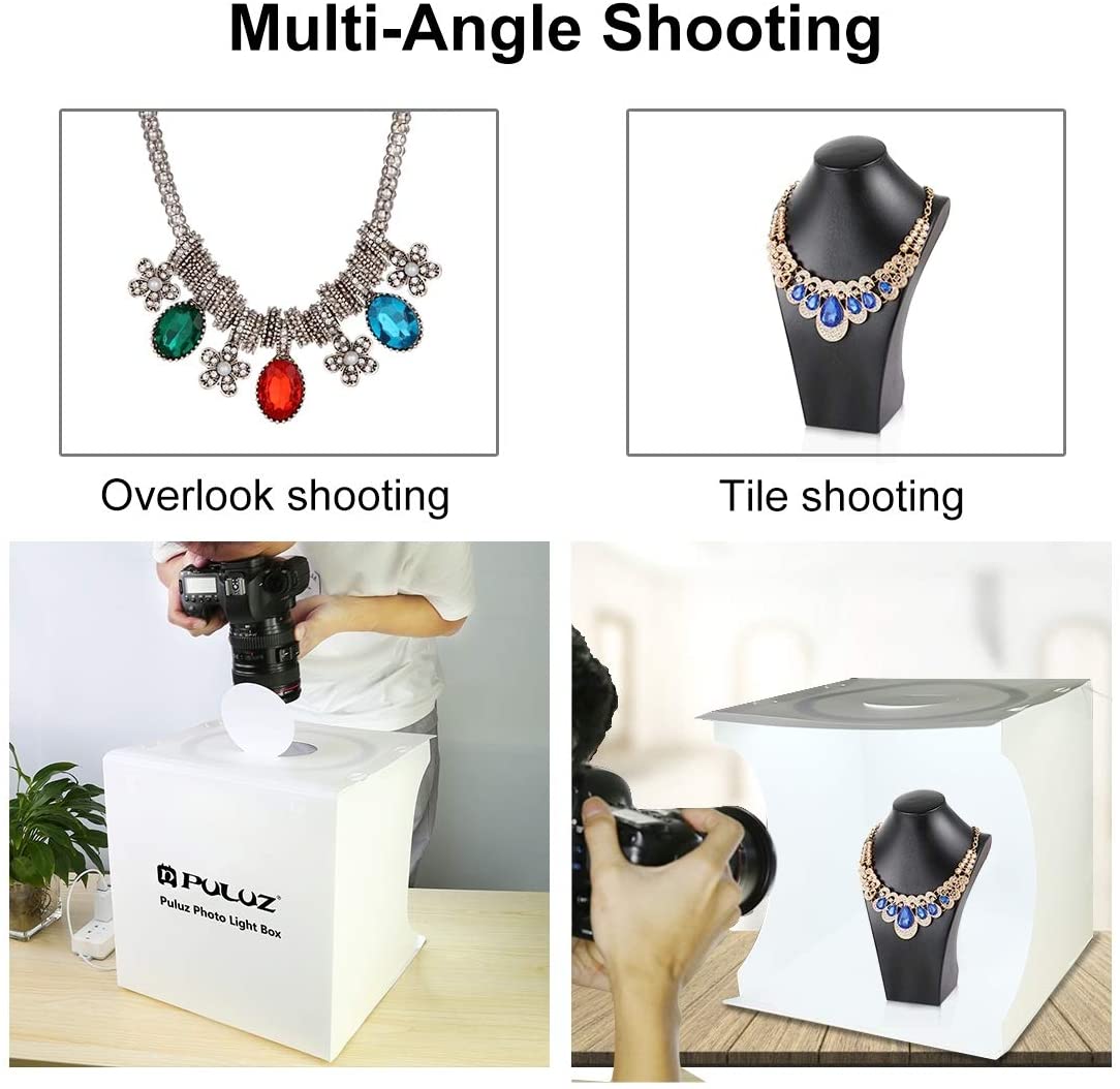 Mini Photo Studio Light Box Adjustable Portable Photography Shooting Light Tent Kit with 6 Backdrops for Jewellery Small Items