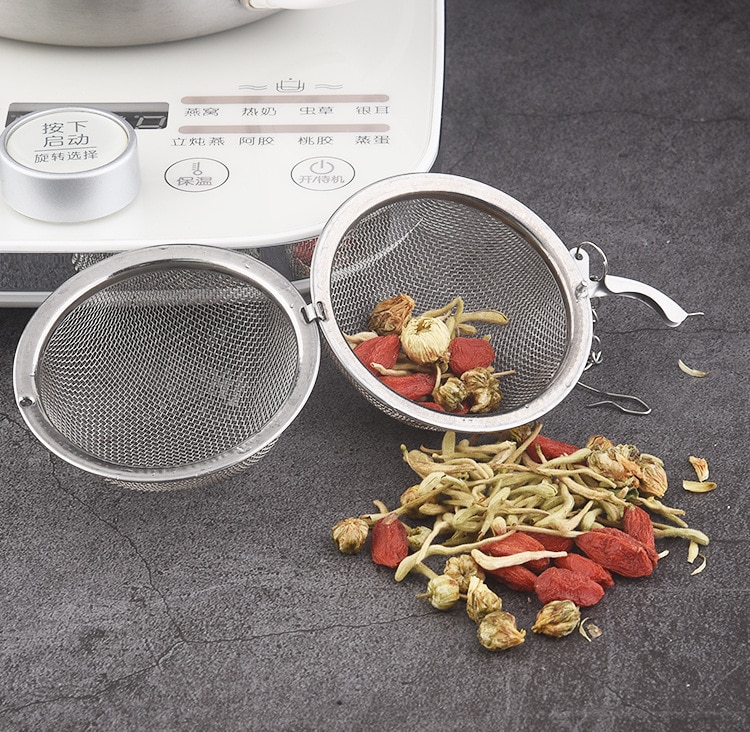304 de acero inoxidable bola para especias halógeno Material bola sopa bolsa de té de bola Bloqueo de tesoro de sabor de especias