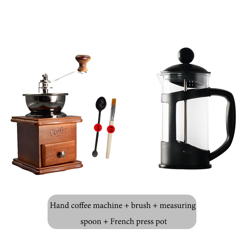 Hand-Cranked Grinder Coffee Bean Grinder Household Small Coffee Grinder Integrated Manual Retro Hand Grinder Coffee Machine: B