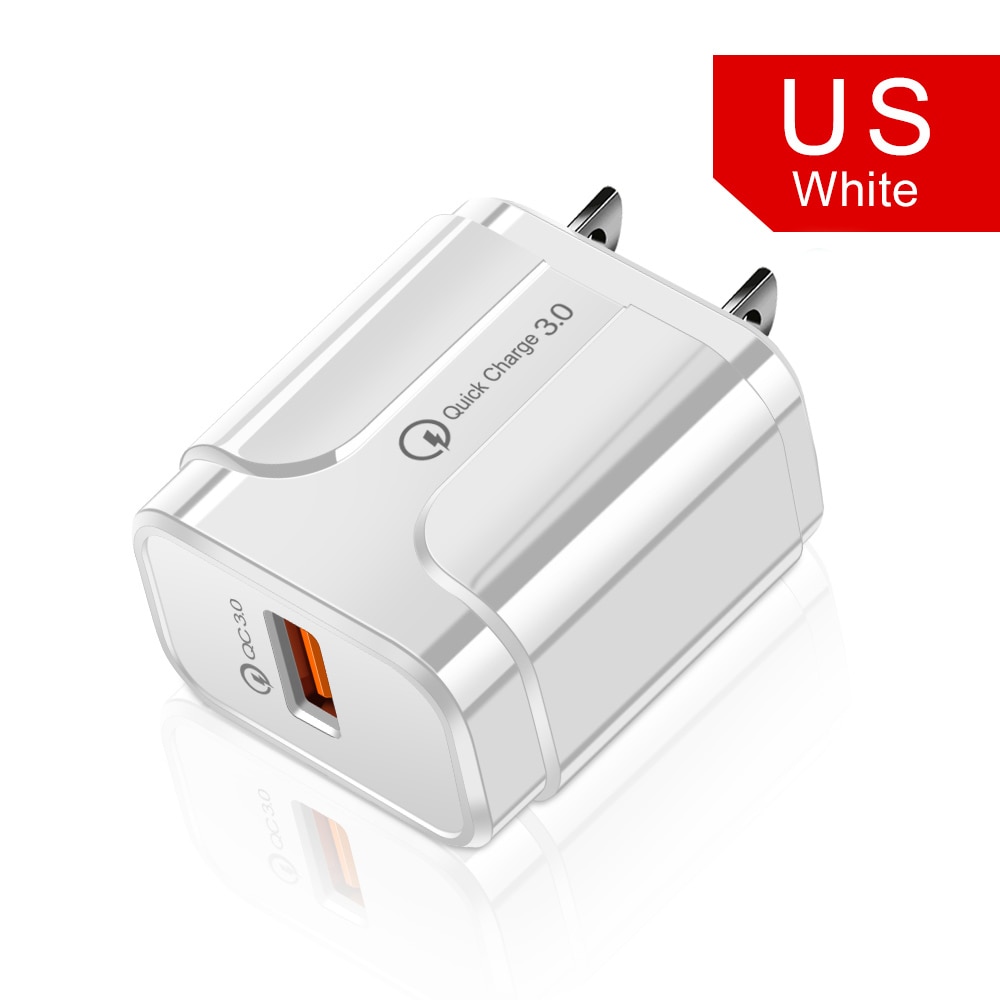 OLAF 18W Quick Charge 3,0 USB Ladegerät EU UNS 5V 3A Schnelle Lade Adapter Handy Ladegerät Für iphone Huawei Samsung Xiaomi LG: US Charger White