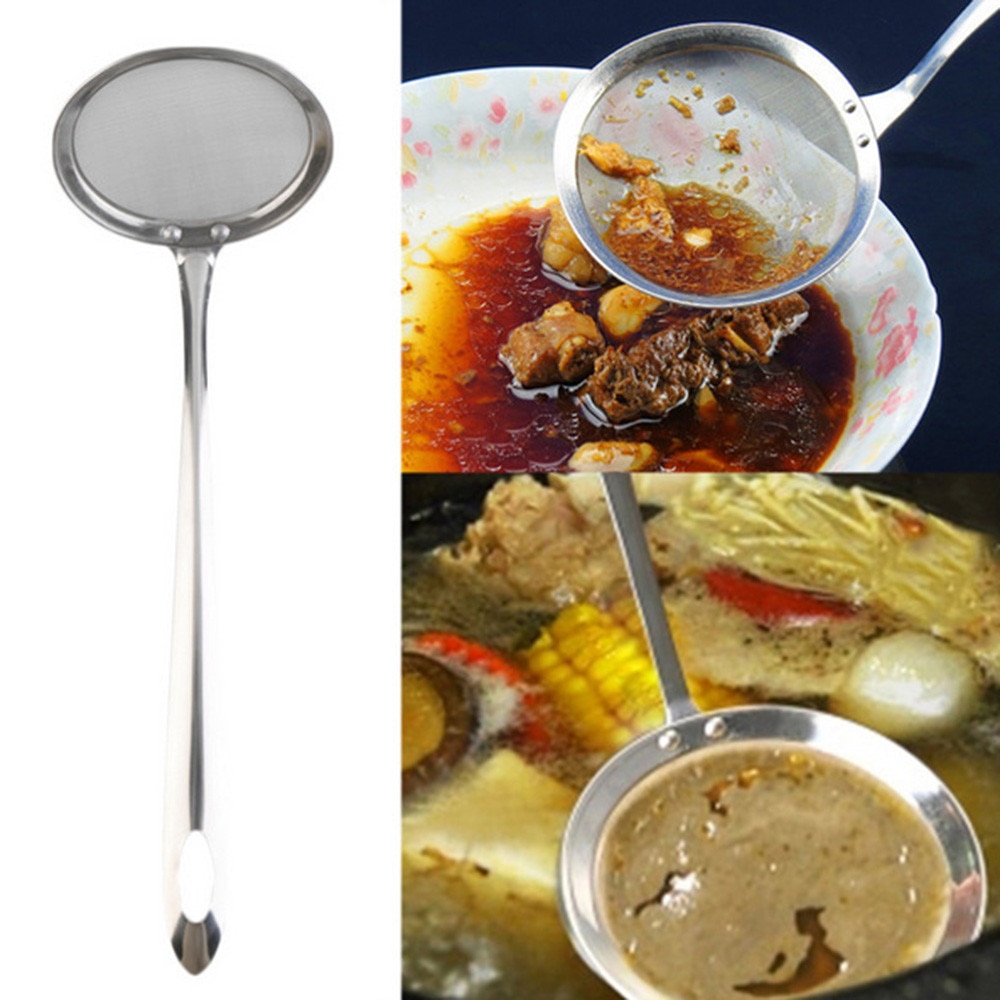 Multi-funcional de cuchara fino de acero inoxidable de malla de alambre de espumadera, colador de alimentos fritos neto utensilios de cocina cocinar herramientas