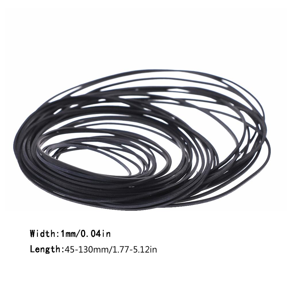 1mm width 45-130MM Mix Cassette Tape Machine Belt Assorted Common Square Rubber Belt for Recorders Walkman DVD Drive