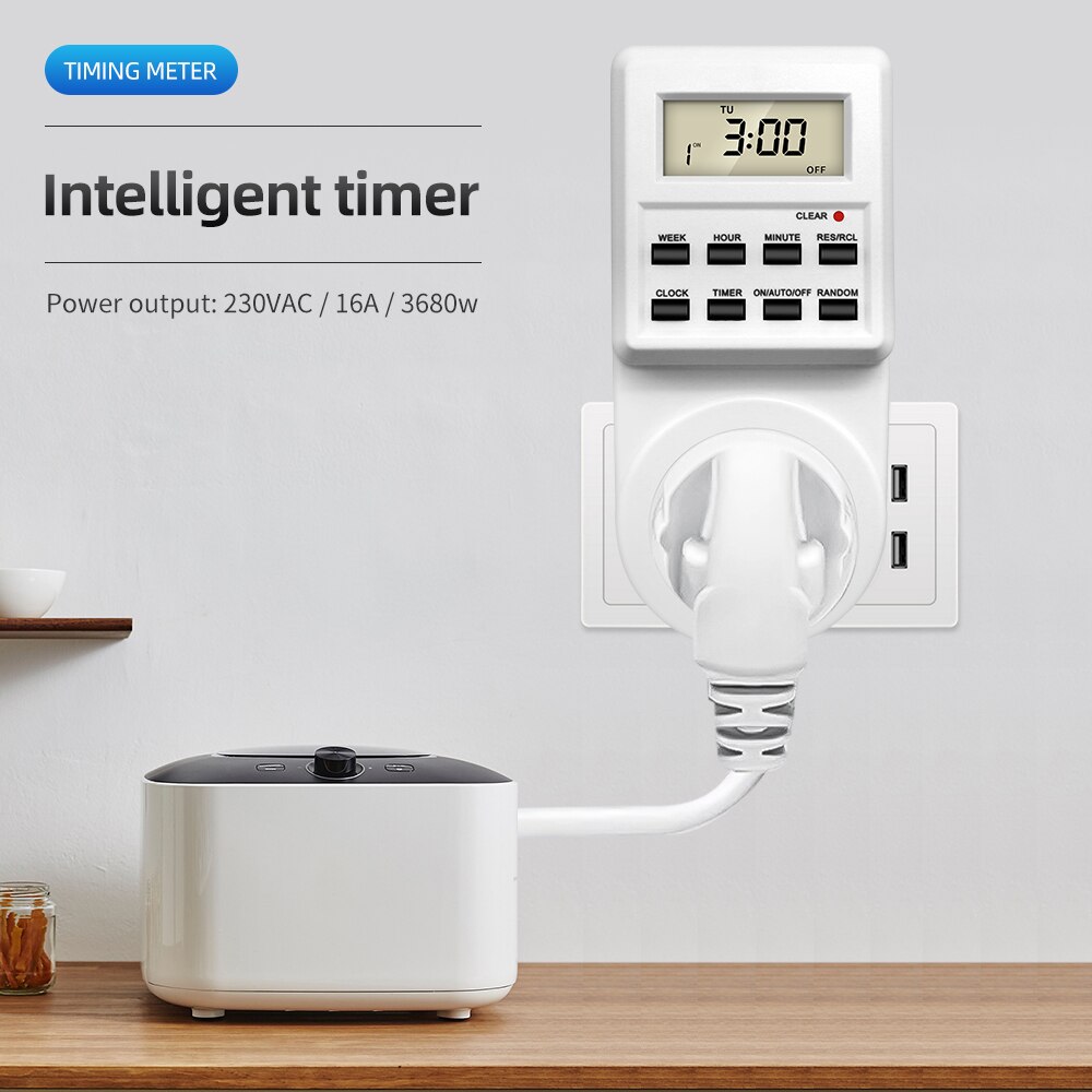 Electronic Digital Timer Switch Socket 24 Hour Cyclic Kitchen Timer Outlet Programmable Timing Socket EU UK AU US BR FR IT Plug