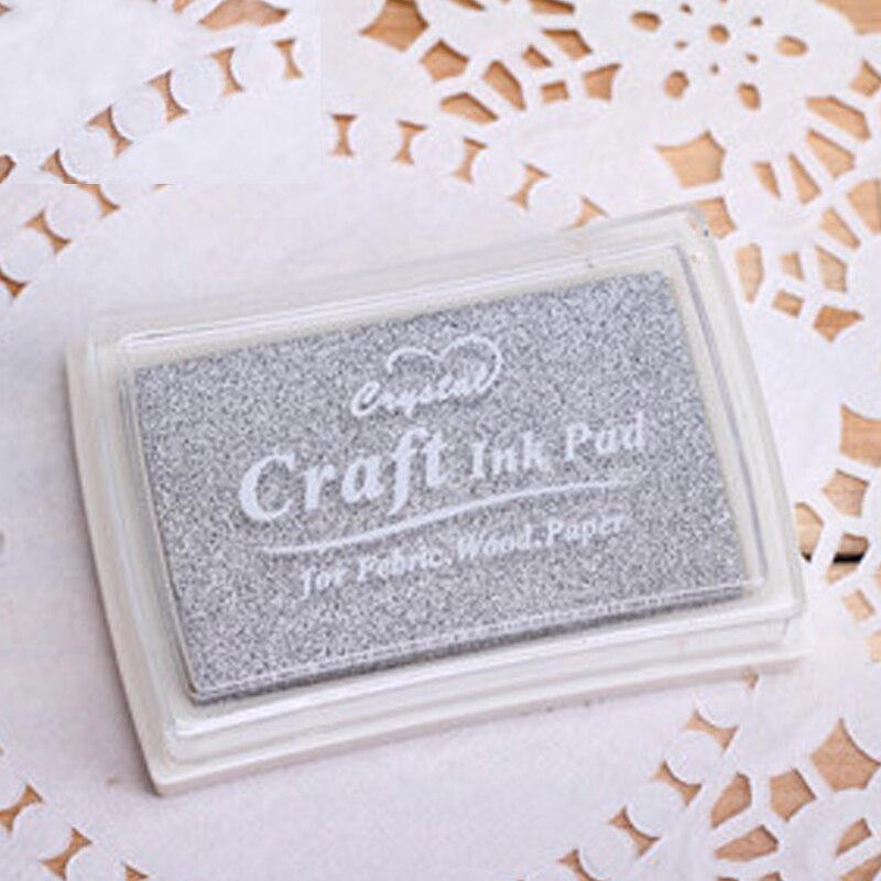 15 kleuren inktkussen rubber stempels stof hout papier scrapbooking inktkussen handgemaakt doe-het-zelf knutselen inktkussen op oliebasis vingerverf bruiloft: Zilver