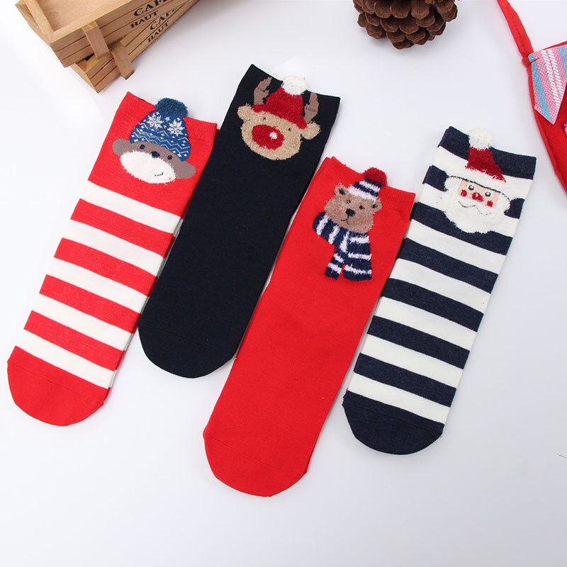 4 Pairs/set Santa Christmas Socks Decoration Merry Christmas Ornament Happy Year Xmas Noel Navidad Natal