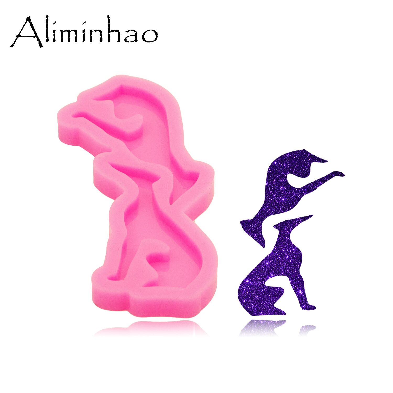 Moldes de resina de silicona para llavero, moldes de pastel de Chocolate Fondant, Shar pei brillante, galgo Italiano, galgo, galgo, perros, DY1522: Rosa
