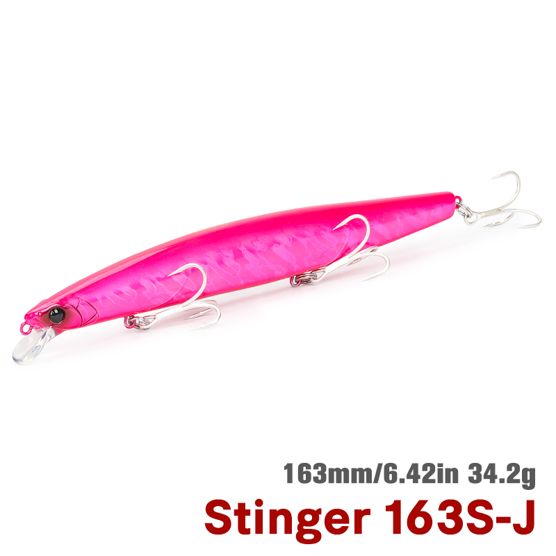 TSURINOYA 163S Ultra Long Casting Sinking Minnow Sea Fishing Lure STINGER 163mm 34.2g Seabass Tuna Saltwater Large Hard Baits: Pink