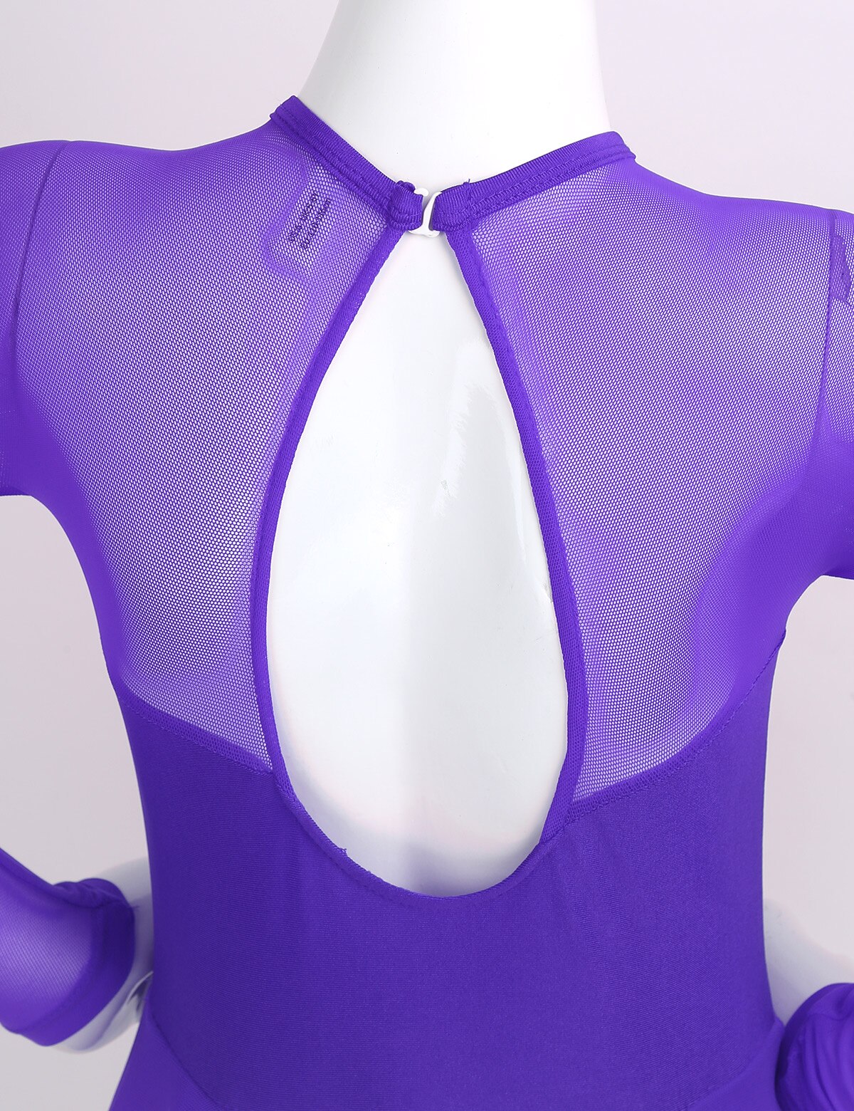 Børn gennemsigtige lange ærmer tyl splejsning udskæringer bagpå kunstskøjteløb kjole piger ballet gymnastik trikot scene performance slid