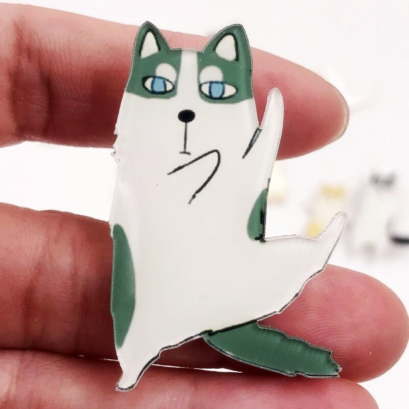 1Pcs Goede Acryl Pin Grappige Hond Kat Pictogram Broche Mooie Badge Decoratie Op Rugzak Kleding Sjaal Hoed Decoratie op Zak: Gun Metal