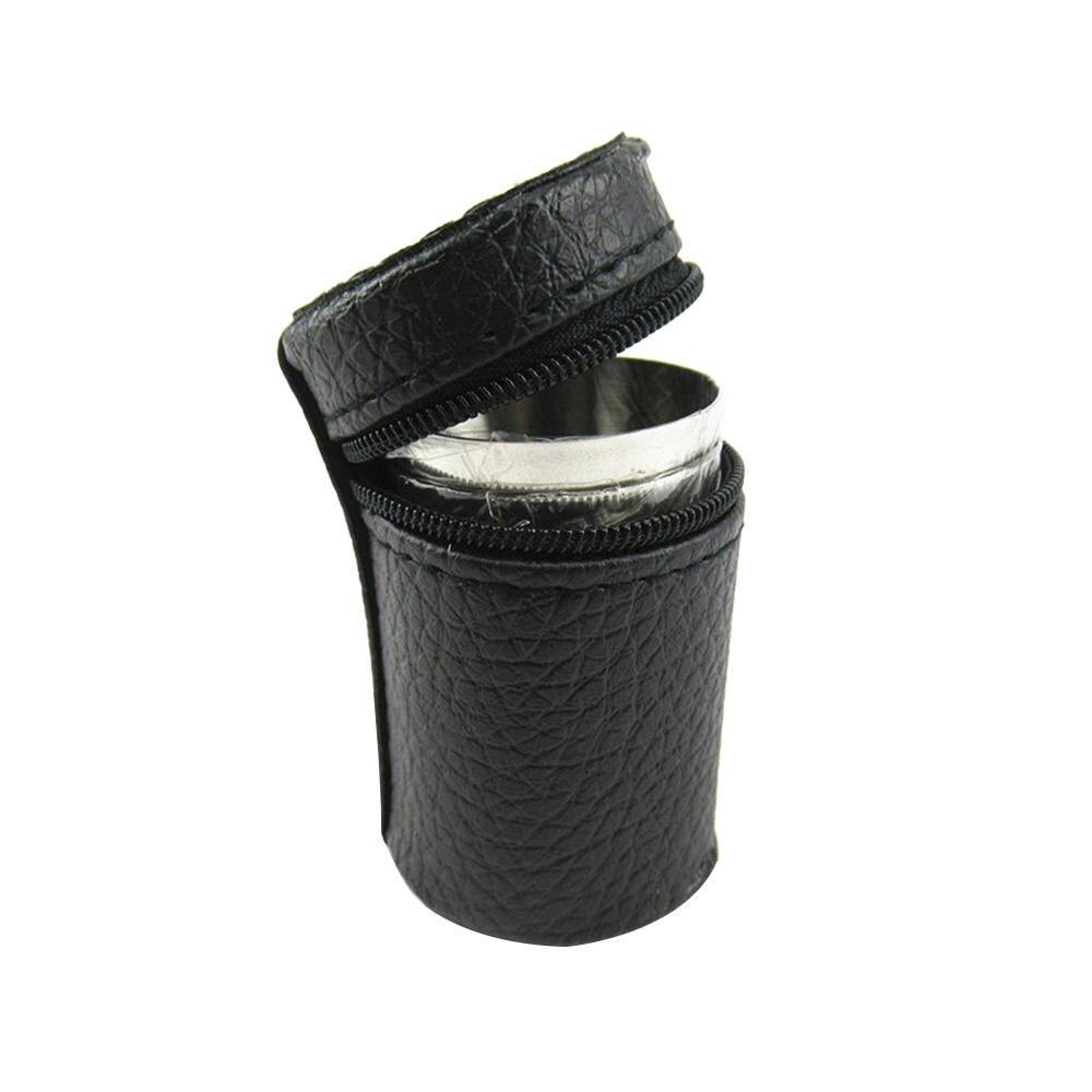 4 Pcs 30/70 Ml Mini Rvs Cups Draagbare Wijn Beker Whisky Bier Cups Met Pu Lederen Tas outdoor Reizen Drinkware Set: M