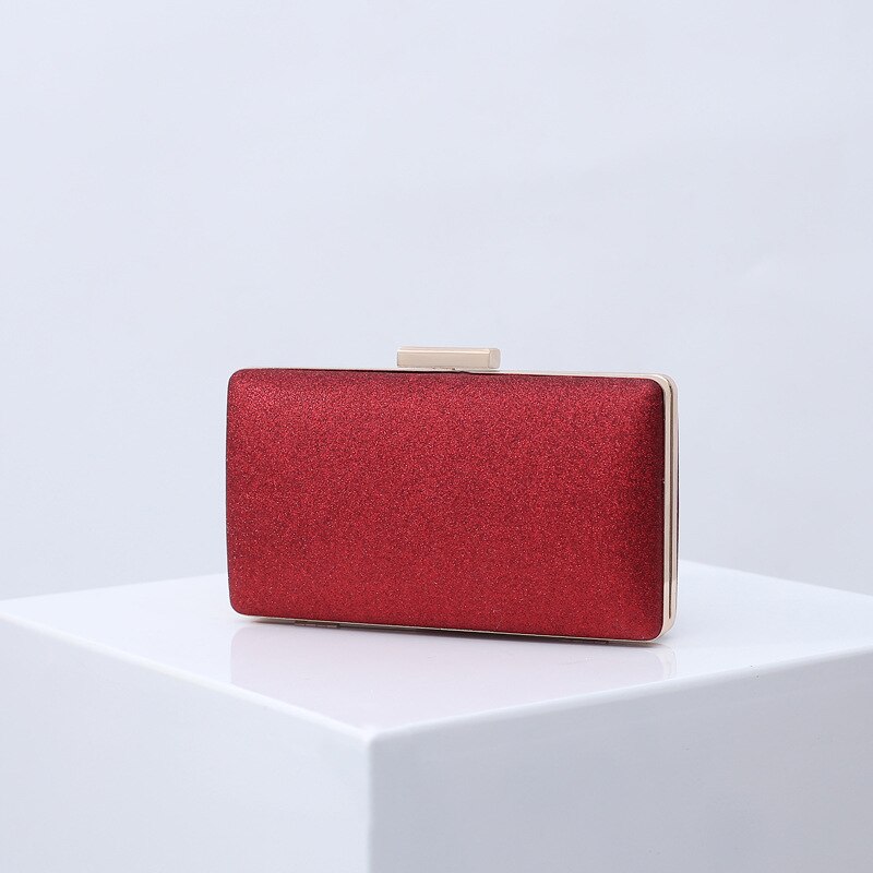 Sac de soirée bling-bling pour femme, bandoulière avec chaîne, sac à main en pu: Rouge