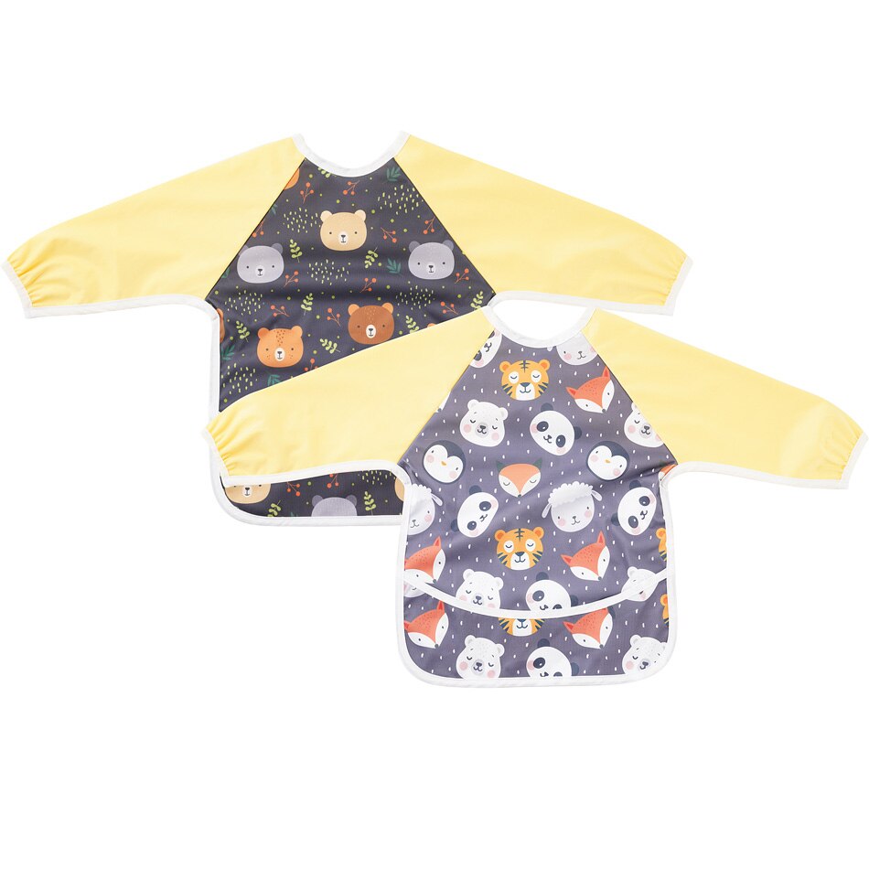 Elinfant Lange Mouwen Slabbetjes Waterdichte Baby Bib En Peuters Met Pocket Licht Gewicht Bib Wasbare One Size Feeding Slabbetjes: BWS09-Baby bibs