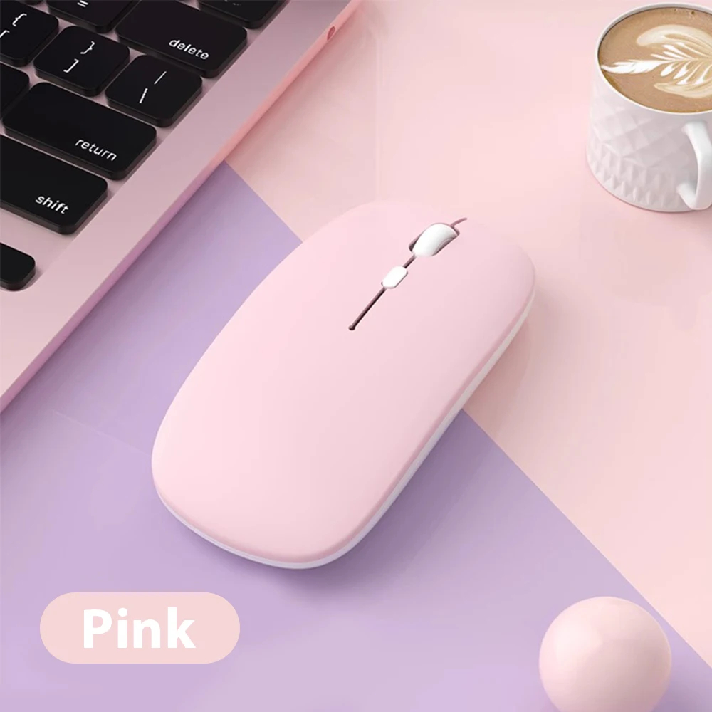 Przenośna mysz bezprzewodowa kompatybilna z Bluetooth 2,4 GHz podwójne tryby myszy komputerowych z odbiornikiem Nano do notebooka PC Laptop Macbook: Różowy