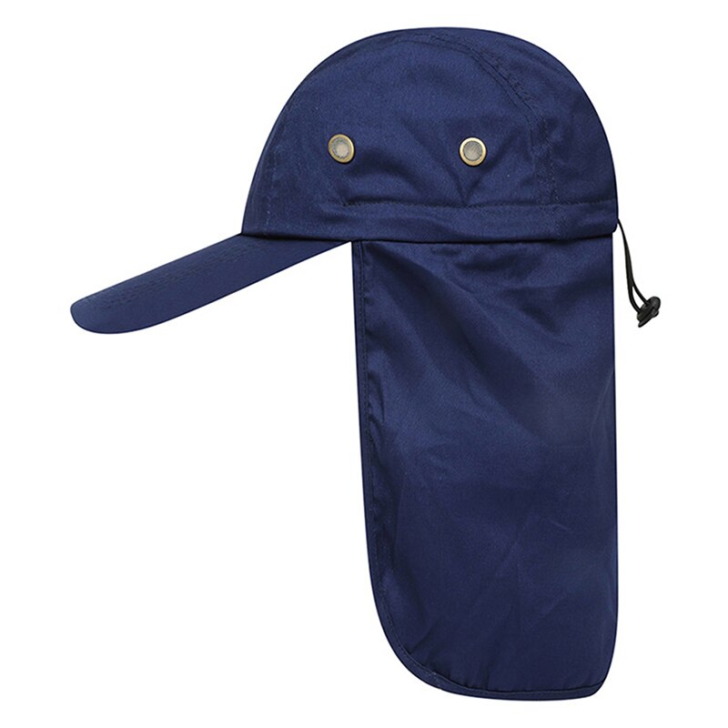 Outdoor Unisex Hiking Caps Quick Dry Sun Visor Cap Hat Sun Protection With Ear Neck Flap Cover For Hiking Riding Caps: Navy