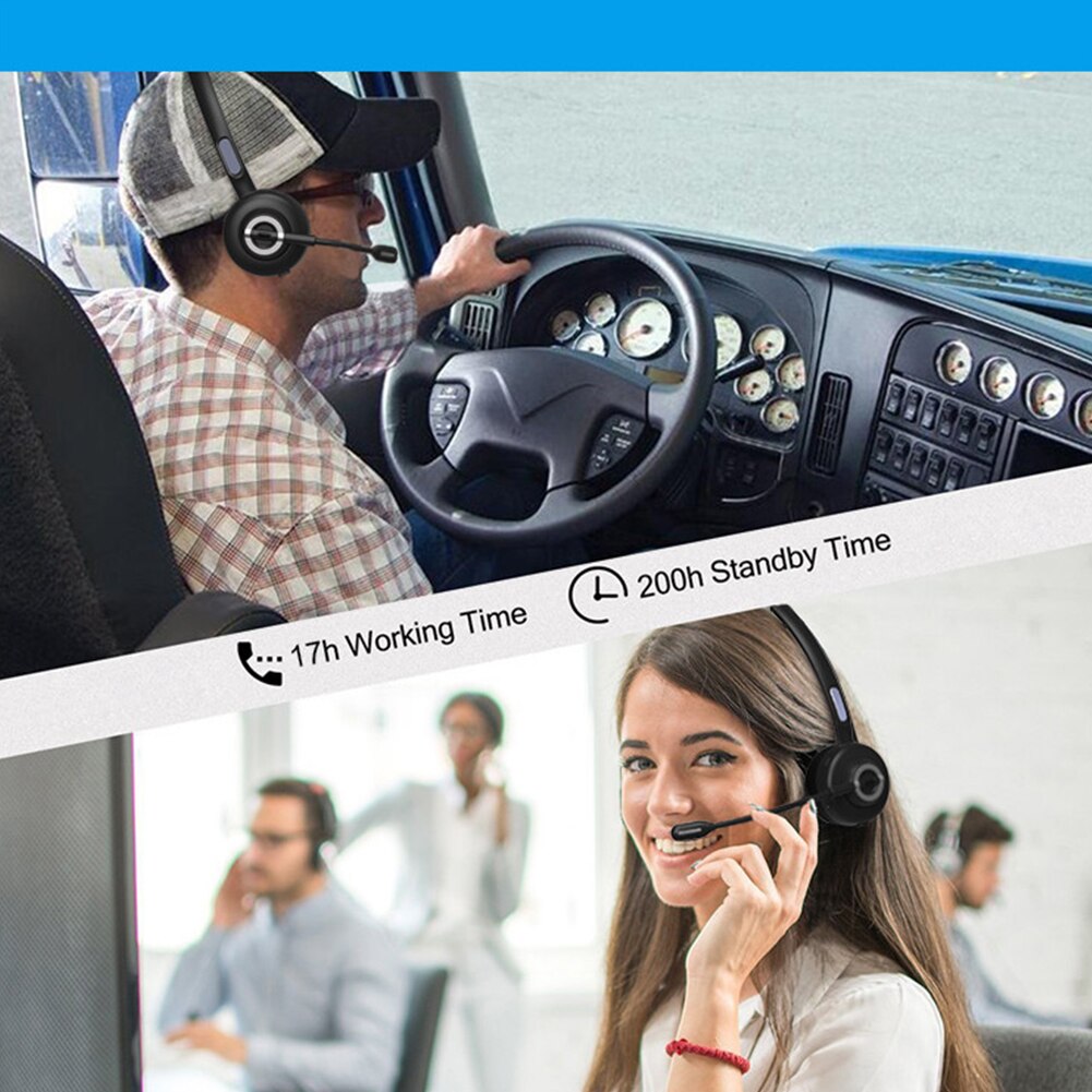 Bluetooth Headset with Mic - Noise Cancelling - Office, Aviation, Call Center, Trucker