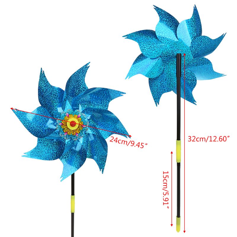 Wind Spinner Windmill Toys Kids Children Garden Decoration Rotation Glitter Sequin Windmills Glow Colorful Toy Outdoor Hom