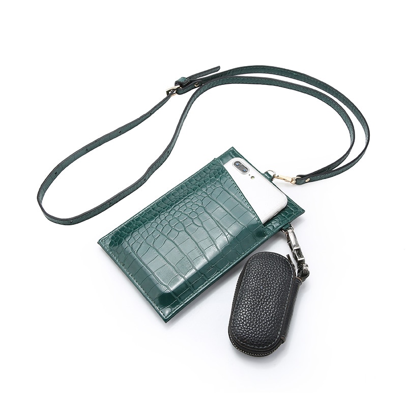 Mode Ins Business Credit Slanke Vrouwen Mannen Kaarthouder Telefoon Purse Holder Pouch Met Rits En Side Autosleutel Haak