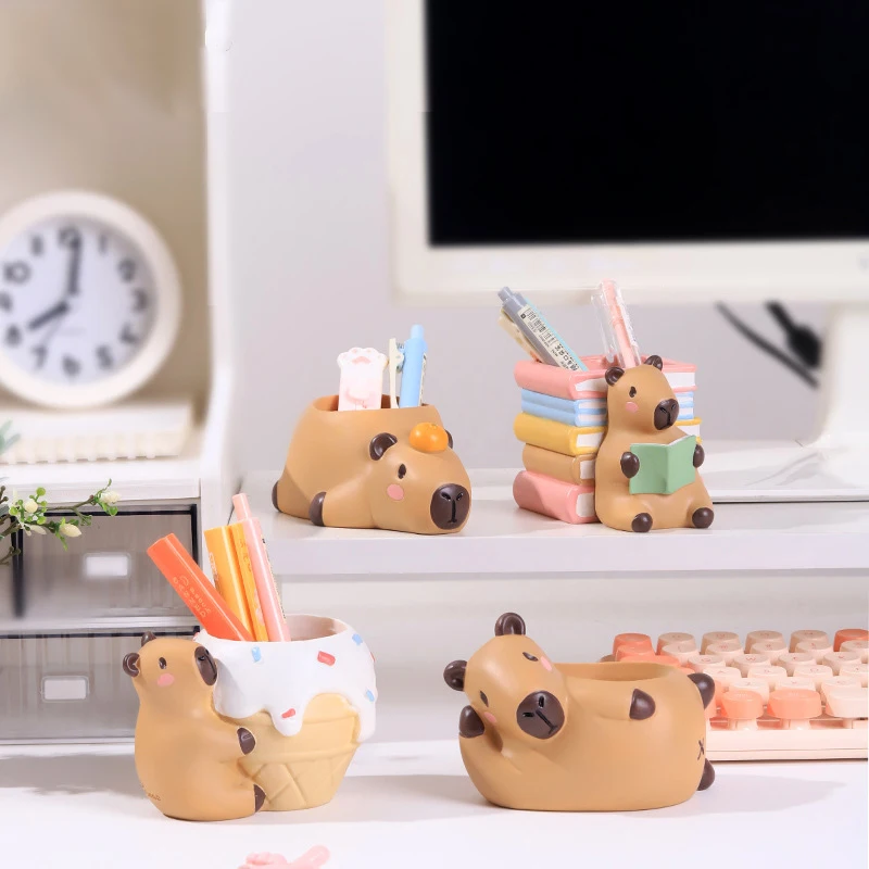 Bonito capivara pequeno vaso de plantas resina suculenta plantador para mesa escritório em casa mini ornamento jardim fadas vaso decoração