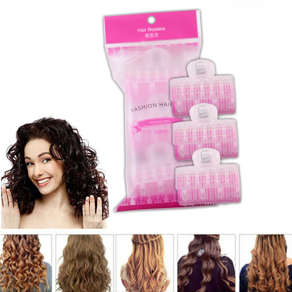 Fácil 3 unids/set de rizador de pelo, flequillo, pinza rizadora de pelo autoadhesiva de plástico, herramienta de estilismo de peluquería sin lazo de calor