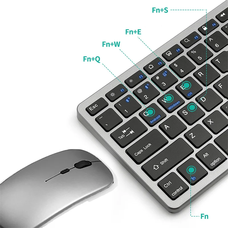 Bluetooth 5.0 & 2.4G Wireless Tastatur und Maus Combo Mini Multimedia Tastatur Maus für Computer Laptop PC iPad Macbook Android