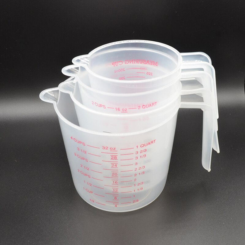 Baking Tool Metering Cup Graduated Pour Spout Plastic Visual Scale Measuring Cup 250/500/1000ML with graduated Kitchen