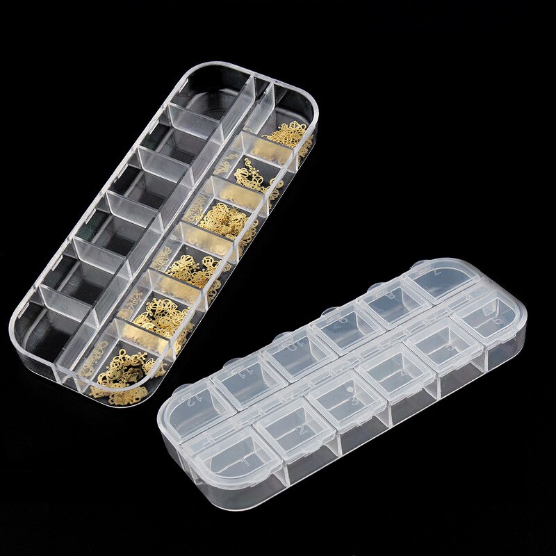 12 zellen Nagel Kunst Dekorationen Lagerung fallen Leere Container Edelsteine funkeln Perlen Strass Lagerung Kasten