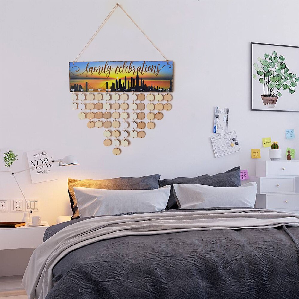 Kalendarz przypomnienie deska specjalne dni przyjaciel rodziny daty urodzin znak drewno wisiorek DIY rzemieślnicze ściana dekoracje wiszące robić salonu