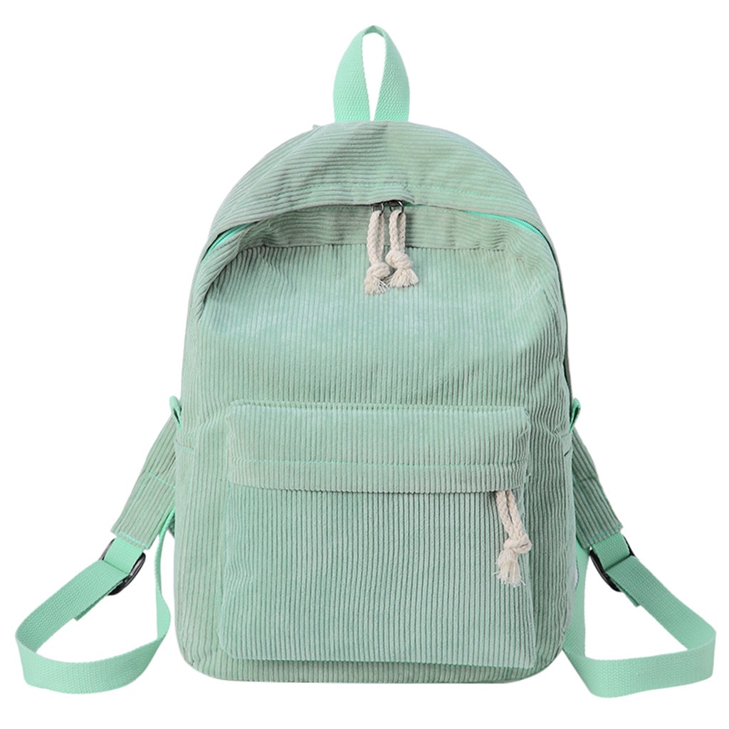 # H30 mochila escolar feminina, mochila veludo com zíper sólido, estilo coreano, para estudantes
