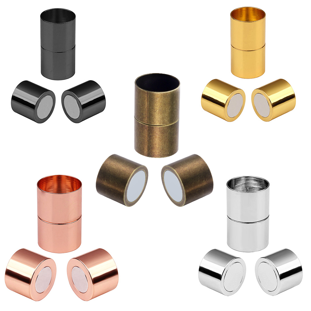 Lote de 5 unidades de cierres magnéticos fuertes cilíndricos de varios tamaños, hebilla para fabricación de joyería, accesorios de conectores de pulsera de cuerda de cuero DIY