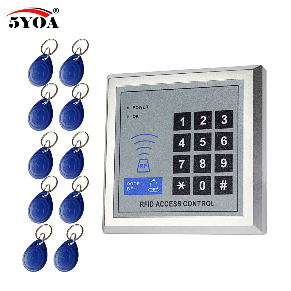 5YOA RFID, sistema de Control de acceso, dispositivo, seguridad, proximidad, puerta de entrada, cerradura de: AC and 10 Keys