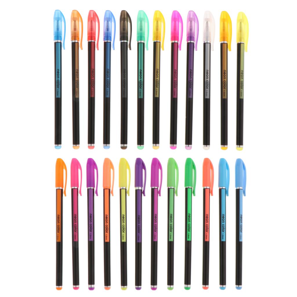 Assorted Fluorescent Marking Pen Highlighter Arts Painting Drawing Diary Pen: 24 Colors