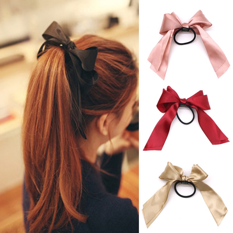 Koreaanse Stijl Alle-Wedstrijd Haar Accessoire Haarband Zoete Oversized Lint Strik Haarband Populaire Vlinderdas Haar band