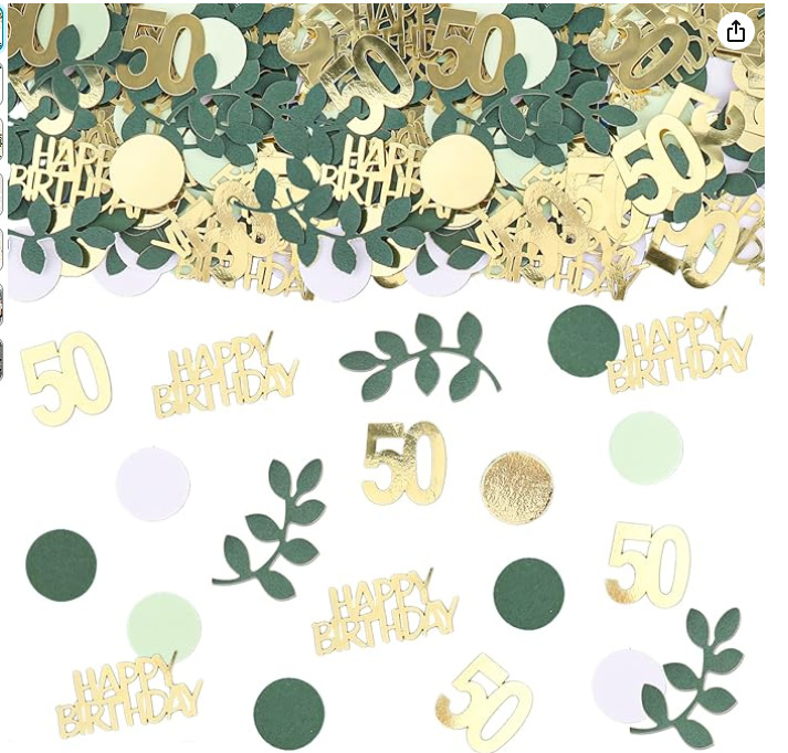 Salviegrønn gull gratulerer med dagen konfetti bursdagsborddekorasjoner strøkonfetti 30th 60th bursdagskake foliekonfettidekor: Lysegrå