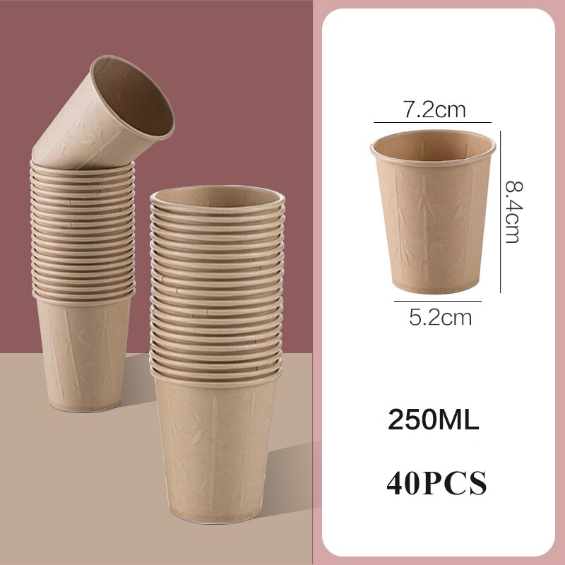 50PCS Disposable Paper Drink Cup for Coffee Milk Cola 250ml Takeaway Dessert Cups Bubble Tea Cup Non-deforming Kraft Paper Cups: D5526 40PCS
