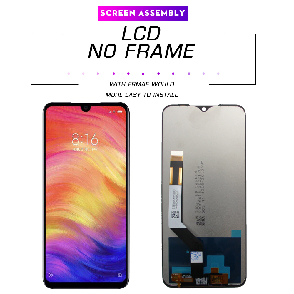 6,3-Zoll-LCD für Xiaomi Redmi Note 7, Display, Touchscreen mit Rahmen, Digitizer-Baugruppe, Ersatz für Redmi Note 7 Pro