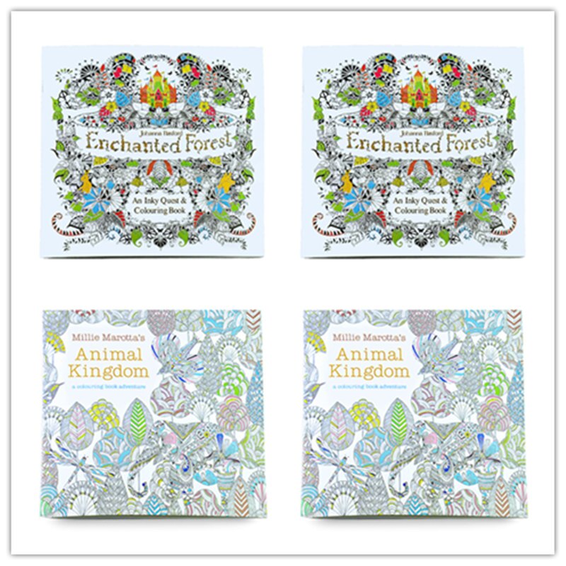 4 pcs/Lot Fantasy Dream Secret Garden Coloring Book For Adults Children Anti-Stress Drawing Art Books School Office Stationery: D