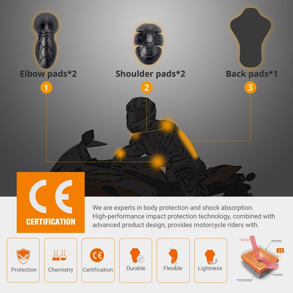 Duhan Motorcycle Shoulder Protector CE Protective Gear Motocross Elbow Pad Back Pad Body Armor Motorcycle Biker Equipment